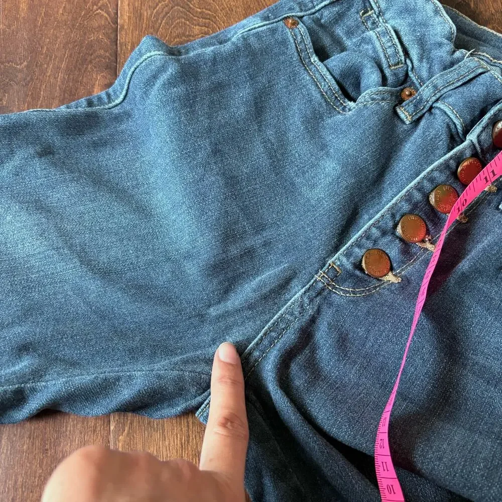 Just USA Women's Size 25 Stretchy Blue Denim Jeans Button Fly Straight Leg‎